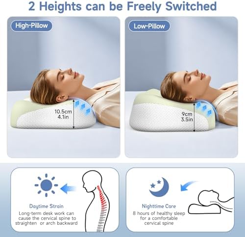 Cervical Neck Pillow Memory Foam Ergonomic Single-Sided High-Low - Image 3