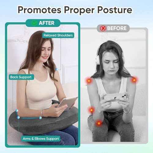 Reading Pillow for Gaming, Lap Desk Pillow Crochet Pillow Ergonomic Arm Support - Image 3