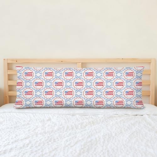 4th of July Body Pillow Pillowcase, Coquette Preppy Room Decor, Coquette Blue by Unknown