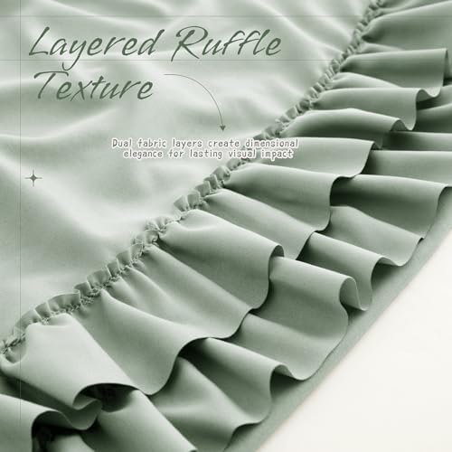 Vonty Sage Green Ruffled Pillow Cases Set of 2, Standard Size, 20x26 Inch - Image 4