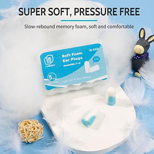 LYSIAN Soft Foam Ear Plugs for Sleeping, 5 Pairs, 38dB SNR - Image 5