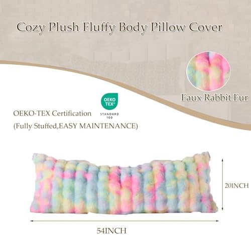 20"x54"Luxury Shaggy Faux Fur Body Pillow Cover, Bubble Fluffy Plush Bed Body - Image 2