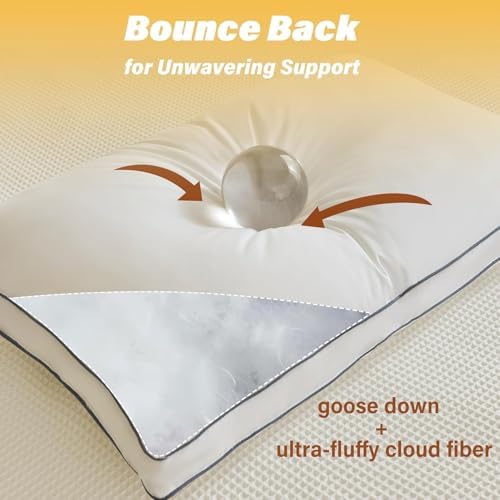 Goose Down Fiber Pillows, Gusseted Pillows Standard Size Set of 2 - Image 2