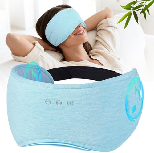 Sleep Headphones with Bluetooth 5.4 Sleep Mask, Bamboo Cotton Music Wireless by RestEasyLiveCalm