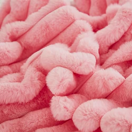 JAUXIO Faux Fur Fluffy Body Pillow Cover Luxury Textured Vertical Stripe Plush - Image 5