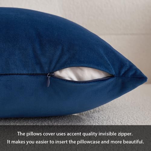 MIULEE 16x24 Inch Lumbar Velvet Throw Pillow Cover Set of 1 Dark Blue - Image 5
