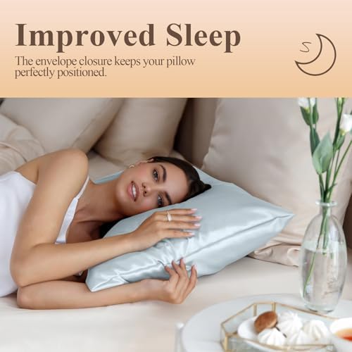 Silk Like Satin Pillowcase King Size, Baby Blue, 2 Pack, 20x36 Inches - Image 5