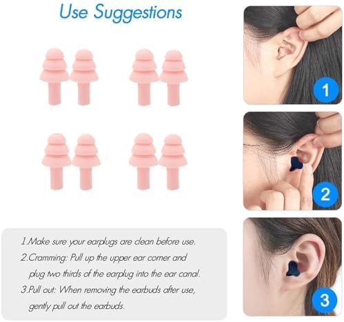 Earplugs for Sleep, Noise Canceling Ear Plug for Sleeping Swimming, 4 Pairs - Image 3