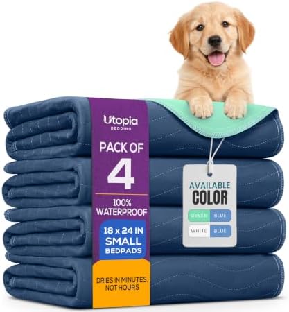 4 Pack Washable Pee Pads for Dogs 18" x 24", Waterproof Dog Training Pads by UTOPIABEDDING