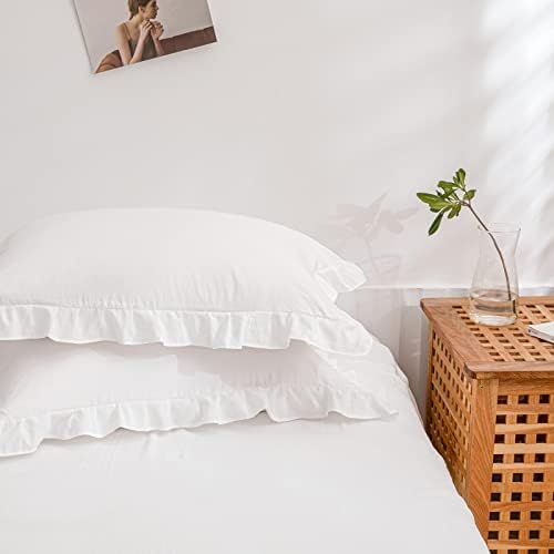 White Pillowcases, King Pillowcases Set of 2, Offwhite Ruffle Pillow Shams - Image 2