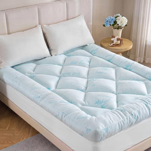 DOWNCOOL 5 Inch Cooling Full Mattress Topper, Bamboo Viscose Air Layer | Ultra by DOWNCOOL