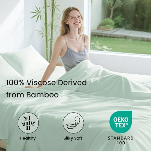 Love's cabin 4 Piece King Size Sheet Set, 100% Rayon Derived from Bamboo - Image 2
