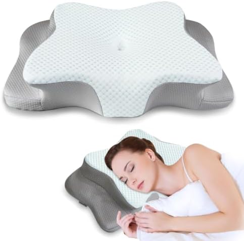 Pain Relief Cervical Pillow for Neck Support, Adjustable Ergonomic Pillow by QIUBABYO