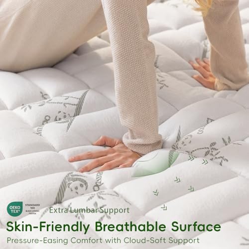 NEWDECO King Mattress Topper Cooling Bamboo Viscose Pillow Top Mattress Pad - Image 2