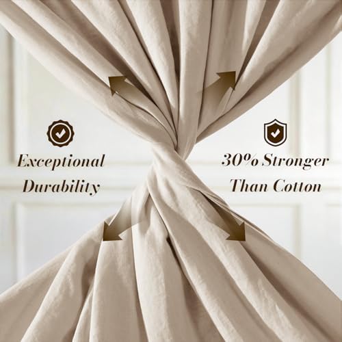 SONORO KATE 100% French Linen Cal King Size Sheets Set, Natural Flax Bedding - Image 4
