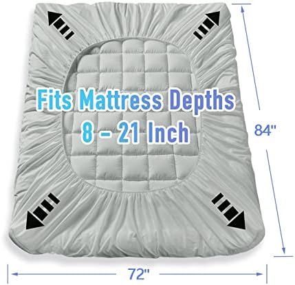 MATBEBY Bedding Quilted Fitted California King Mattress Pad Cooling Breathable - Image 5