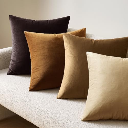 MIULEE 24x24 Inch Pack of 2 Euro Velvet Throw Pillow Covers Golden Brown - Image 6