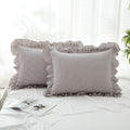 Gingham Pillow Shams 20x26, Ruffle Trim by Jilboo