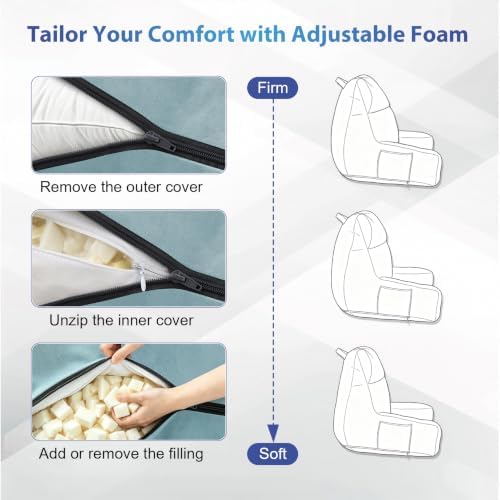 IPYNBAP Back Pillow for Bed Sitting up, Reading Pillow, 24 Inch, Lake Blue - Image 5