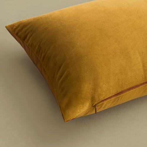MIULEE Velvet Throw Pillow Covers 20x20 Inch Pack of 2 Mustard Yellow - Image 6