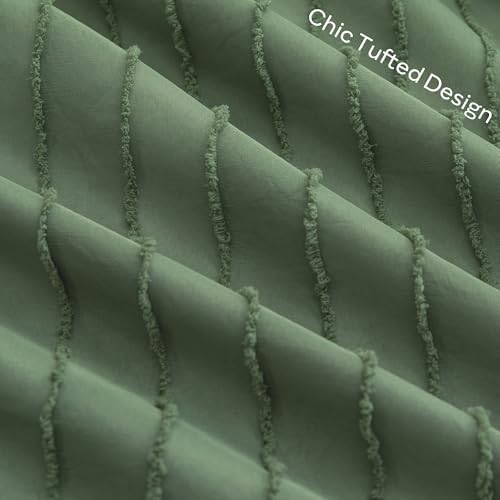 JELLYMONI Green Striped Tufted Pillowcases King Size 20"x 40" - Image 5