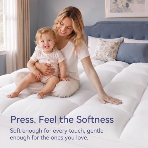 ELEMUSE Full XL Mattress Topper, Thick Pillow Top Bed Topper Mattress Pad - Image 3