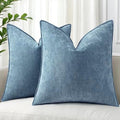 decorUhome Chenille Blue Grey Velvet Throw Pillow Covers 26x26 Set of 2 by decorUhome