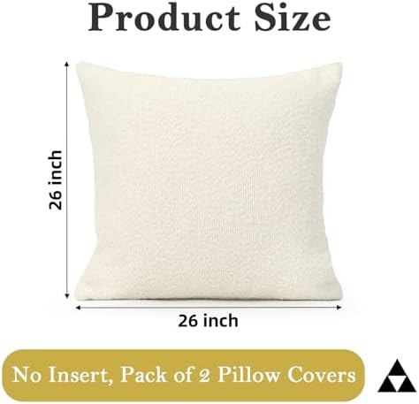 JoraLion 26x26 inch Boucle Throw Pillow Covers, Cream Woven Texture Neutral - Image 4