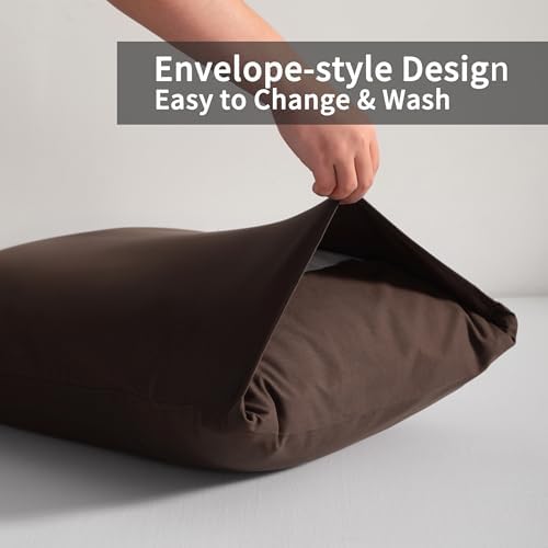 Queen Pillow Cases, 2 Pack, 20x30 in, Microfiber, Dark Brown - Image 4