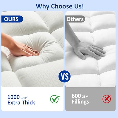 Twin XL Mattress Topper, Extra Thick Pillow Top Mattress Pad - Image 3