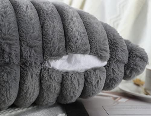 PANOD Faux Fur Decorative Lumbar Throw Pillow Covers 16 x 26, Plush Long Boho - Image 5