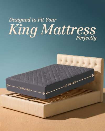 King Mattress Pad, Quilted Mattress Protector Topper fits 16" Deep Pocket - Image 2