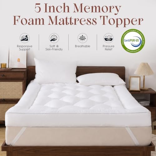 ELNIDO Queen® 5 Inch Memory Foam Mattress Topper Queen, Breathable Cooling & - Image 2