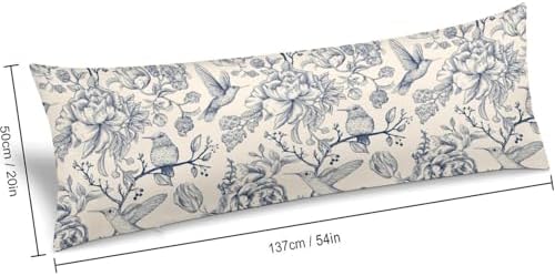 Blue Floral Body Pillow Cover Vintage Pillowcase - Image 2