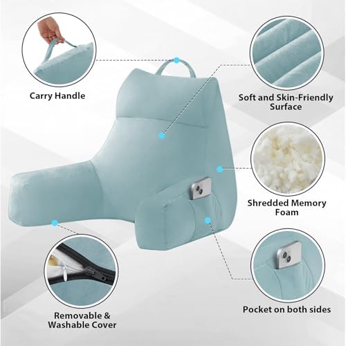 IPYNBAP Back Pillow for Bed Sitting up, Reading Pillow, 20 Inch, Lake Blue - Image 4