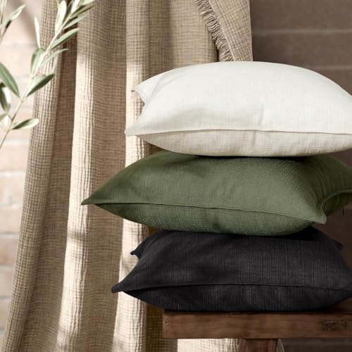 MIULEE Thick Textured Euro Sham Throw Pillow Covers 24x24 Inch Black - Image 4