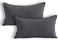 Jeanerlor Natural Cotton Linen Decorative Lumbar Throw Pillow Case Dark Grey by Jeanerlor