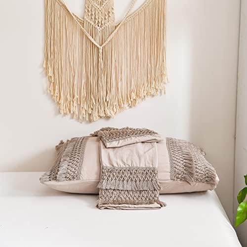 Taupe Tassel Pillowcases, Khaki Standard Pillow Cases Set of 2, Soft Washed - Image 4