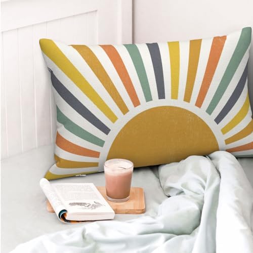 Boho Pillow Covers 12x20 Set of 2 Stripes Colorful Yellow Sunshine Decorative - Image 2