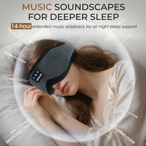 Sleep Mask with Bluetooth Headphone, 100% Blackout, Zero Eye Pressure - Image 4