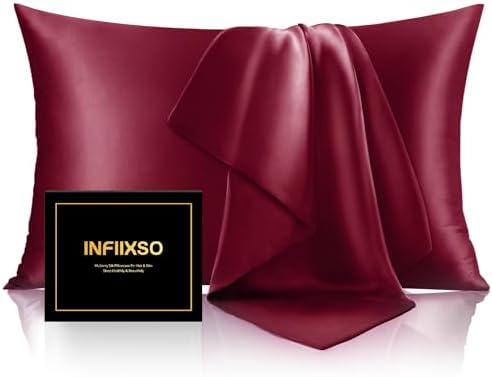 INFIIXSO Silk Pillow Cases Queen Size Set of 2, Hidden Zipper by INFIIXSO
