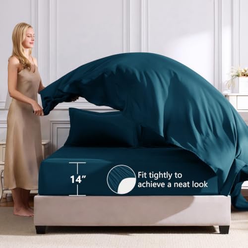 CozyLux Oversized Queen Comforter Set 98"x98", 7 Piece, Lyons Blue - Image 5