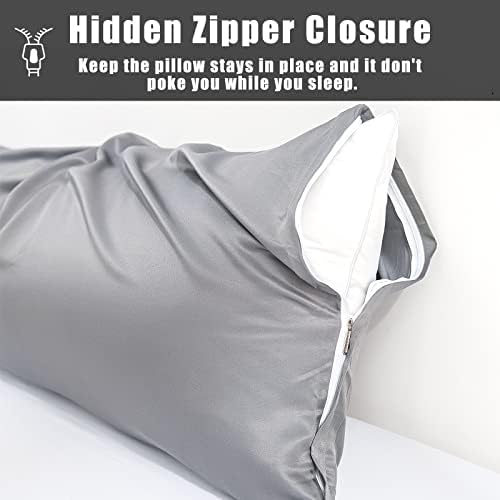 Body Cooling Pillow Cases Cover, Bamboo Rayon Dark Grey Body Pillowcases - Image 6