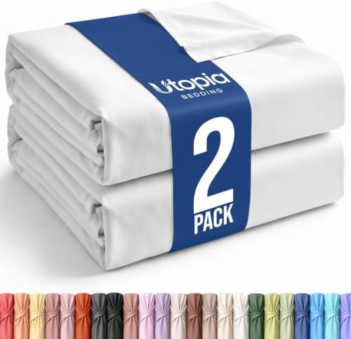 Full Size Flat Sheet Only Pack of 2, Ultra Soft Hotel Sheets by UTOPIABEDDING