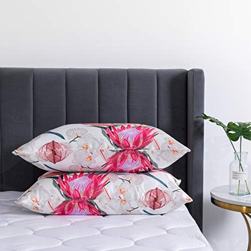 Floral Printed Satin Pillowcase, Standard Cooling Pillow Case Set of 2 - Image 5