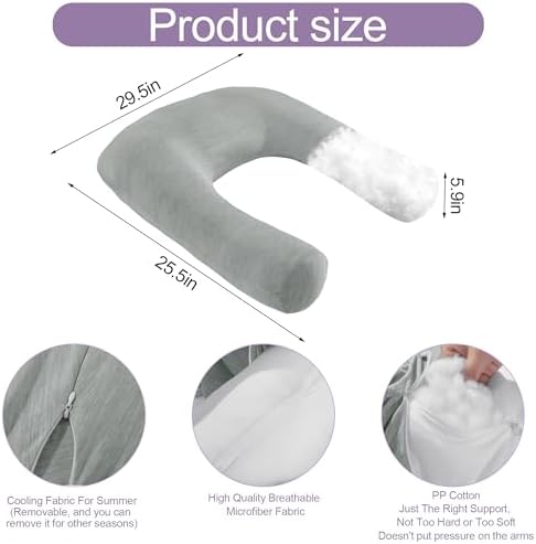 HOMBYS Cooling U Shaped Pillow for Neck, Contour Shoulder Pillow for Side - Image 2