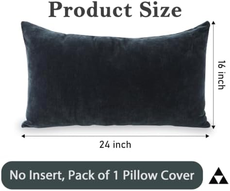 JoraLion Chenille Lumbar Pillow Covers 16x24 inch Dark Blue - Image 3