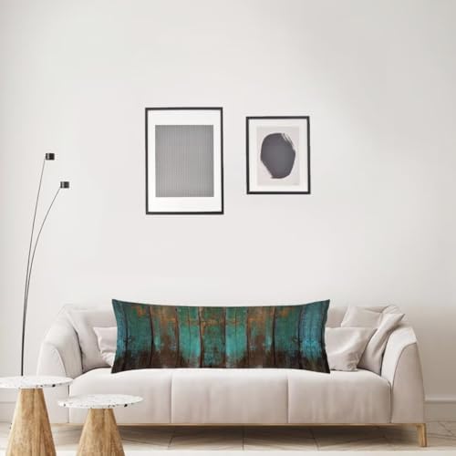 Vintage Body Pillow Cover 20x54 Teal Green Wood Country Rustic Distressed Retro - Image 3