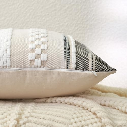 Aeckself Boho Throw Pillow Covers 18x18 Inch Set of 2, Farmhouse Decorative - Image 2