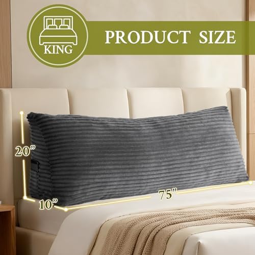 Headboard Pillow King, Headboard Wedge Pillow, Dark Grey - Image 2